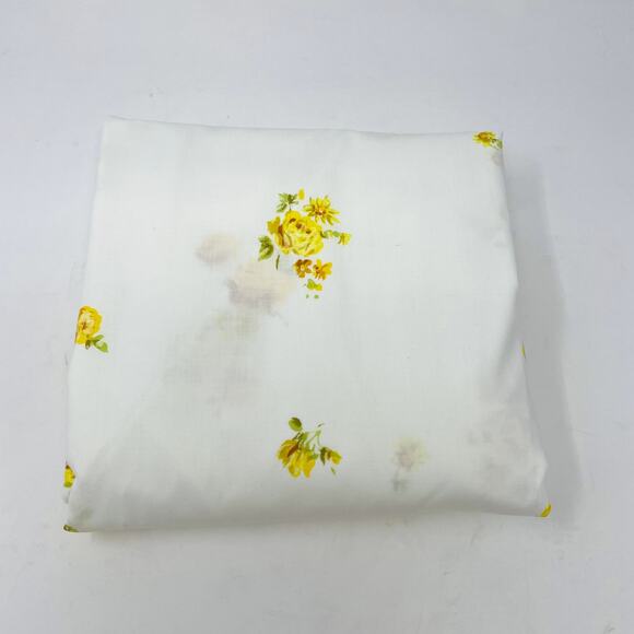 Vintage Yellow Floral Double Fitted Sheet Muslin Cotton Polyester Roses - Picture 1 of 5